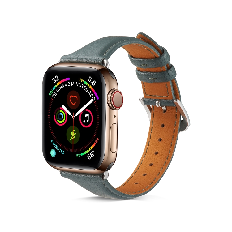 

For Apple Watch 3 / 2 / 1 Generations 42mm Universal Thin Leather Strap(Blackish Green)