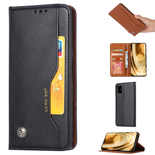 

For Galaxy A51 Knead Skin Texture Horizontal Flip Leather Case with Photo Frame & Holder & Card Slots & Wallet(Black)