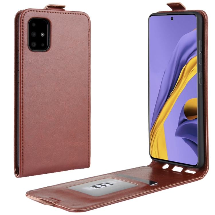 

For Galaxy A51 (4G) R64 Texture Single Vertical Flip Leather Protective Case with Card Slots & Photo Frame(Brown)