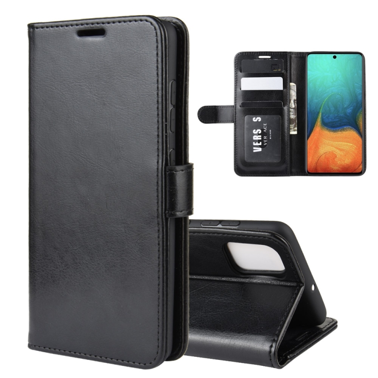 

For Galaxy A71 R64 Texture Single Horizontal Flip Protective Case with Holder & Card Slots & Wallet& Photo Frame(Black)