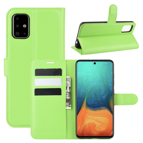 

For Galaxy A71 Litchi Texture Horizontal Flip Protective Case with Holder & Card Slots & Wallet(Green)