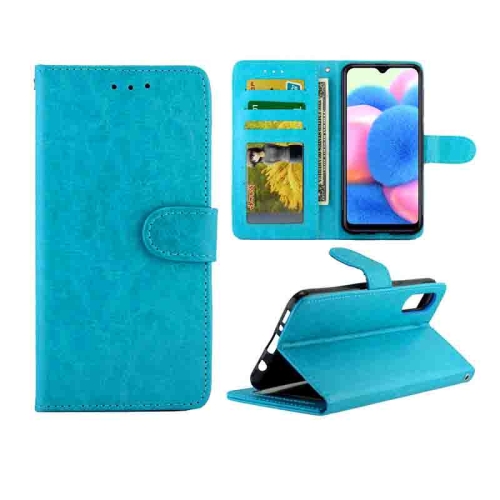 

For Galaxy A30s/A50 Crazy Horse Texture Leather Horizontal Flip Protective Case with Holder & Card Slots & Wallet & Photo Frame(Baby Blue)