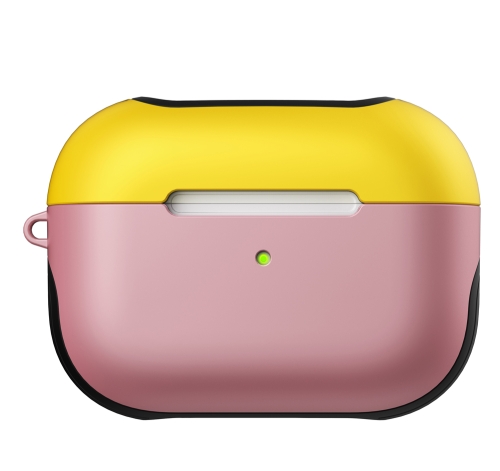 

For Apple AirPods Pro Glossy PC Bluetooth Headphone Protective Case(Yellow+Pink)