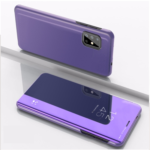 

For Galaxy A71 Plated Mirror Horizontal Flip Leather with Stand Mobile Phone Holster(Purple Blue)