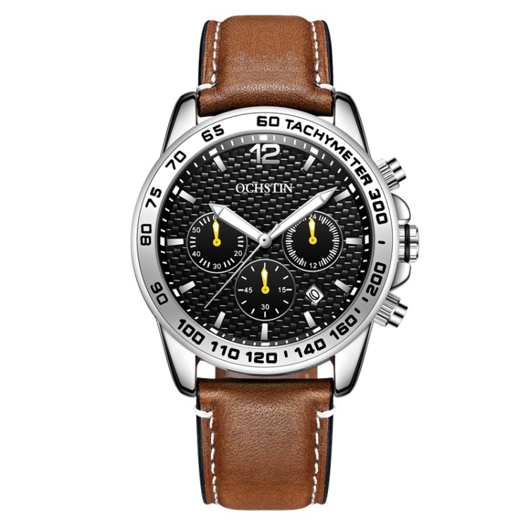 

OCHSTIN 6117 Fashion Watch Leisure Leather Outdoor Sports Waterproof Watch(Brown )
