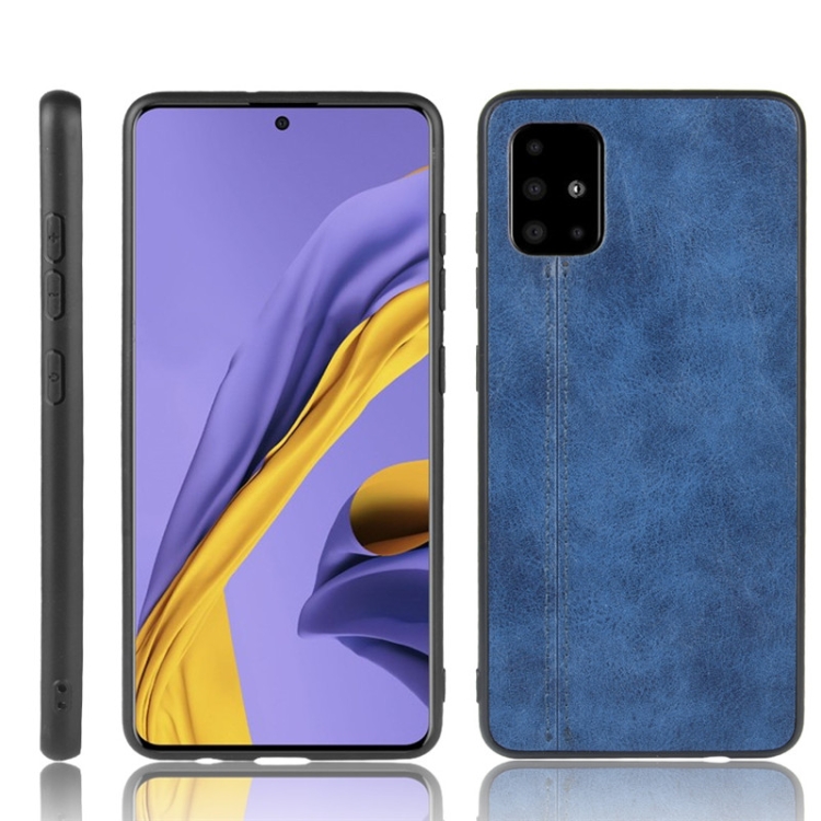 

For Galaxy A51 Shockproof Sewing Cow Pattern Skin PC + PU + TPU Case(Blue)