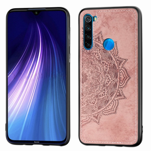 

For Xiaomi Redmi Note 8T Embossed Mandala Pattern PC + TPU + Fabric Phone Case with Lanyard & Magnetic(Rose Gold)