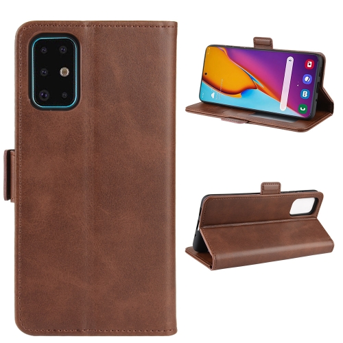 

For Galaxy S20+ Double Buckle Crazy Horse Business Mobile Phone Holster with Card Wallet Bracket Function(Brown)