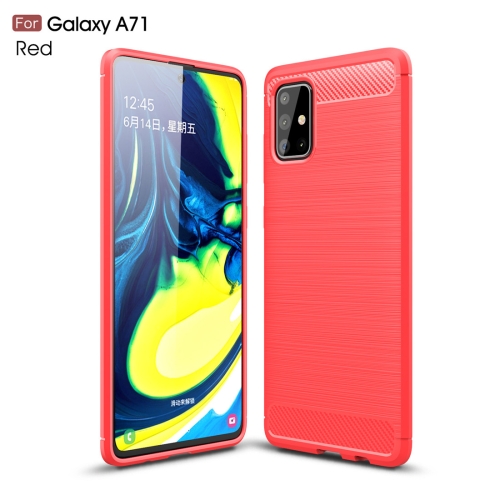 

For Galaxy A71 Brushed Texture Carbon Fiber TPU Case(Red)