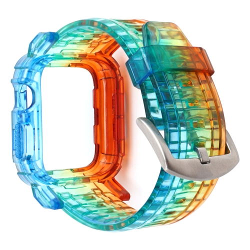 

For Apple Watch Series 3 & 2 & 1 38mm Gradient TPU Integrated Case Strap(Rainbow Of Colours. - Silver Clasp)