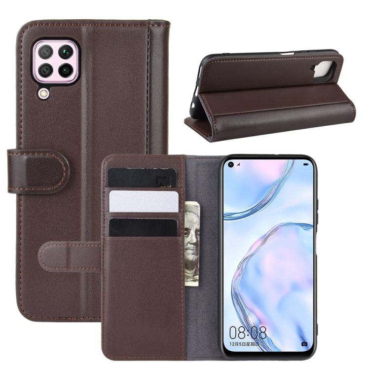 

For Huawei Nova 6 SE Horizontal Flip Genuine Leather Case with Holder & Card Slots & Wallet(Brown)