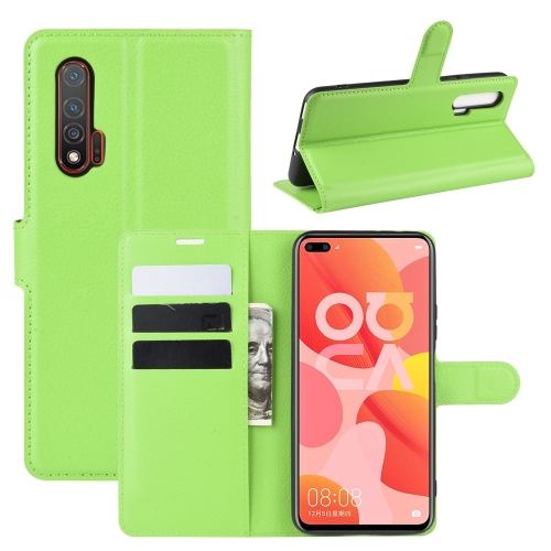 

For Huawei Nova 6 5G Litchi Texture Horizontal Flip Protective Case with Holder & Card Slots & Wallet(Green)