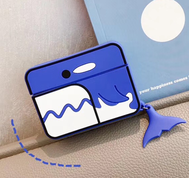 

For Apple AirPods Pro Golden Carp And Teary Whales Bluetooth Headphone Protective Case(Blue)
