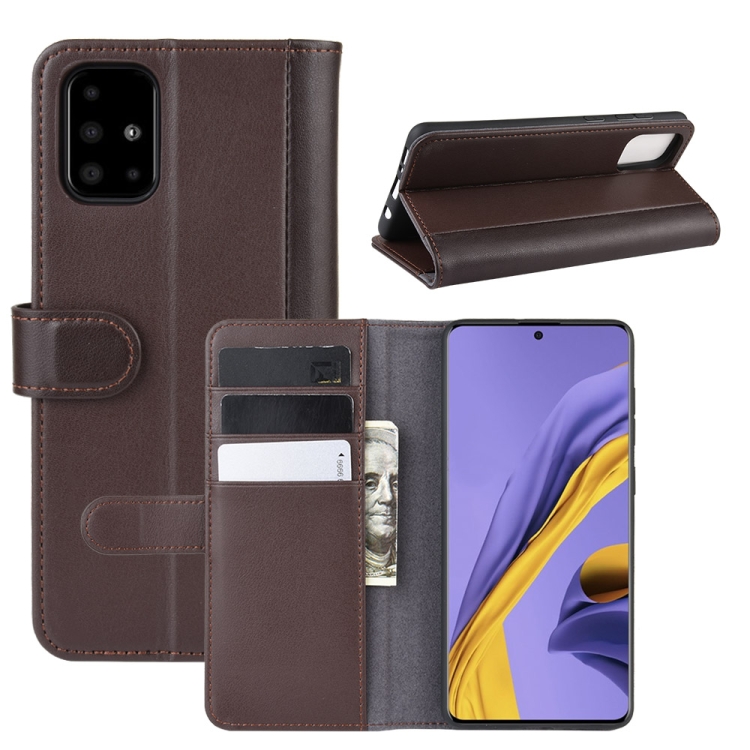 

For Galaxy A51 Horizontal Flip Genuine Leather Case with Holder & Card Slots & Wallet(Brown)