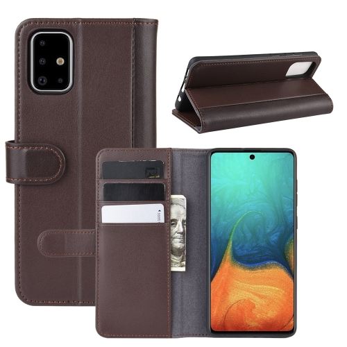 

For Galaxy A71 Horizontal Flip Genuine Leather Case with Holder & Card Slots & Wallet(Brown)