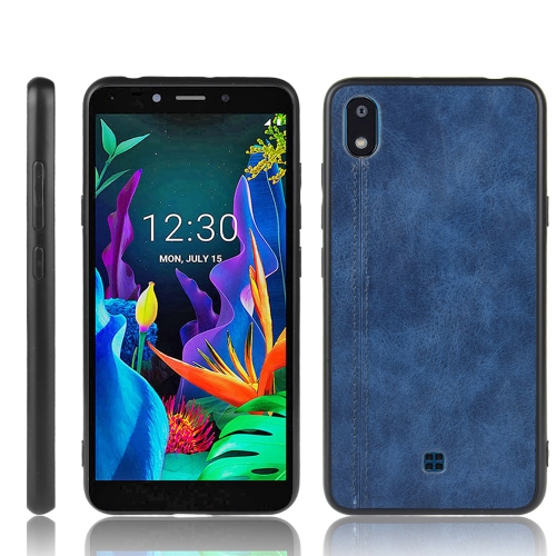 

For LG K20 2019 Shockproof Sewing Cow Pattern Skin PC + PU + TPU Case(Blue)