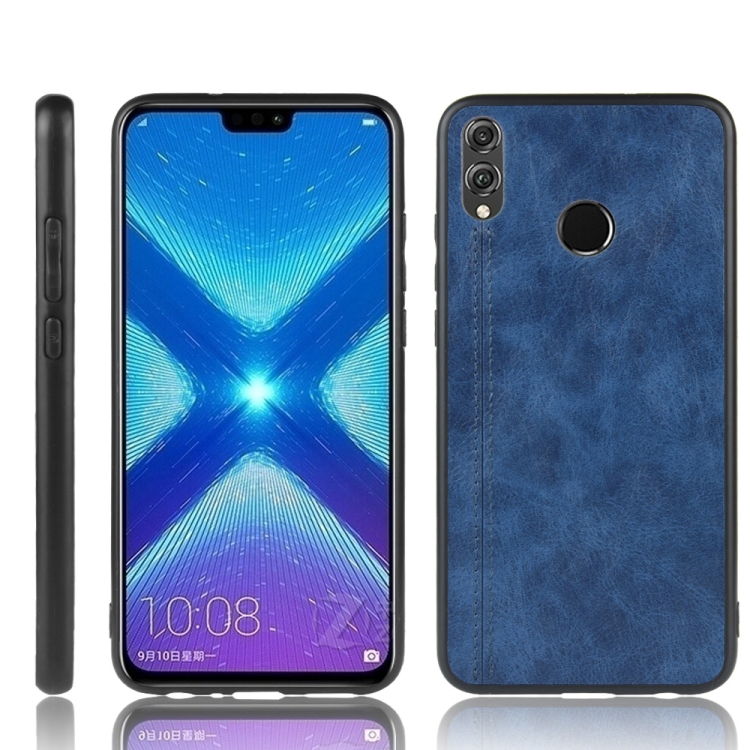 

For Huawei Honor 8X Shockproof Sewing Cow Pattern Skin PC + PU + TPU Case(Blue)