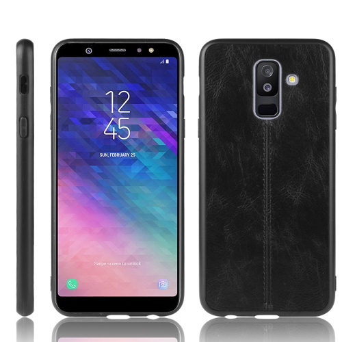 

For Galaxy A6 Plus Shockproof Sewing Cow Pattern Skin PC + PU + TPU Case(Black)