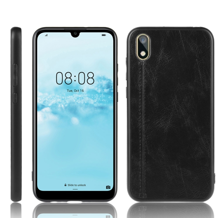 

For Huawei Y5 2019 Shockproof Sewing Cow Pattern Skin PC + PU + TPU Case(Black)