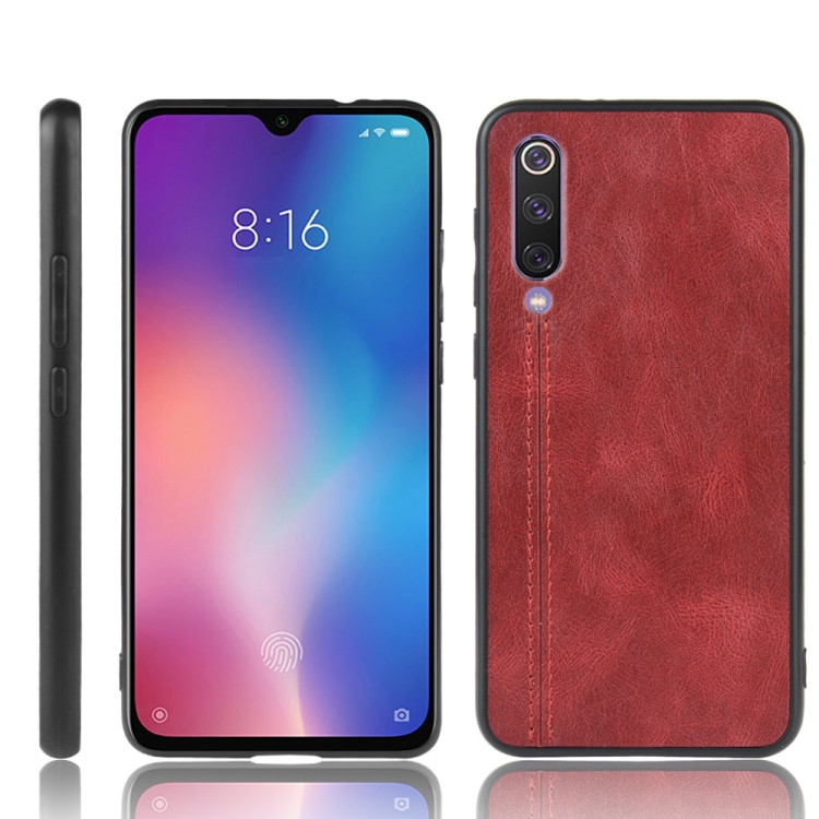 

For Xiaomi Mi 9 SE Shockproof Sewing Cow Pattern Skin PC + PU + TPU Case(Red)