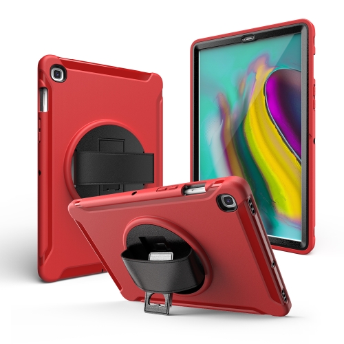 

For Galaxy Tab A 8.0 (2019) T290/T295 360 Degree Rotation PC + Silicone Protective Case with Holder & Hand-strap(Red)