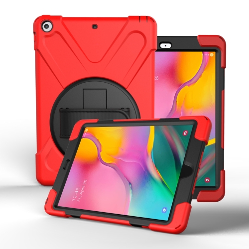 

For Galaxy Tab A 10.1 （2019） T510/T515 360 Degree Rotation PC + Silicone Protective Case with Holder & Hand-strap(Red)