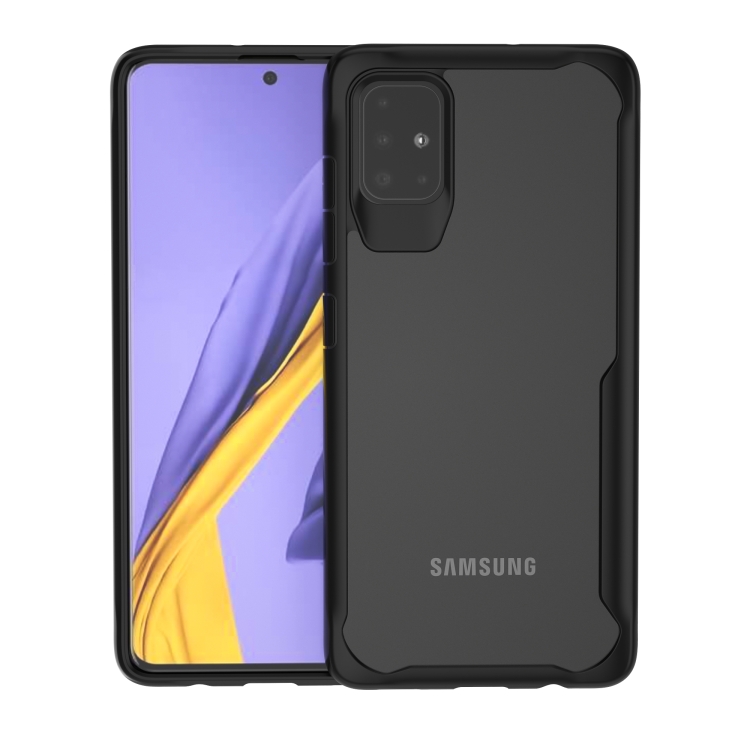 

For Galaxy A51 Transparent PC + TPU Full Coverage Shockproof Protective Case(Black)