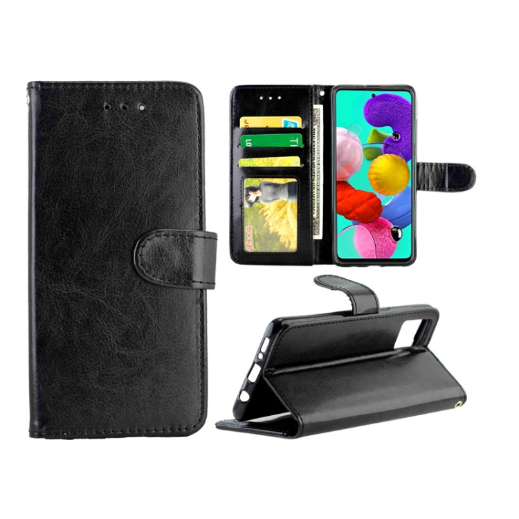 

For Galaxy A51 Crazy Horse Texture Leather Horizontal Flip Protective Case with Holder & Card Slots & Wallet & Photo Frame(Black)