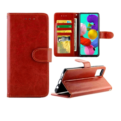 

For Galaxy A51 Crazy Horse Texture Leather Horizontal Flip Protective Case with Holder & Card Slots & Wallet & Photo Frame(Brown)