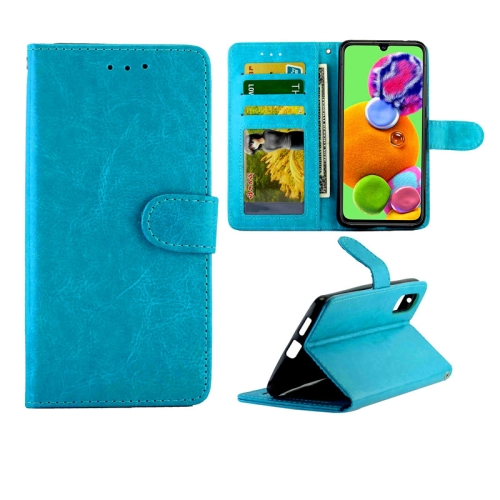 

For Galaxy A90 5G Crazy Horse Texture Leather Horizontal Flip Protective Case with Holder & Card Slots & Wallet & Photo Frame(Baby Blue)