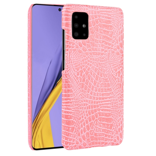 

For Galaxy A51 Shockproof Crocodile Texture PC + PU Case(Pink)