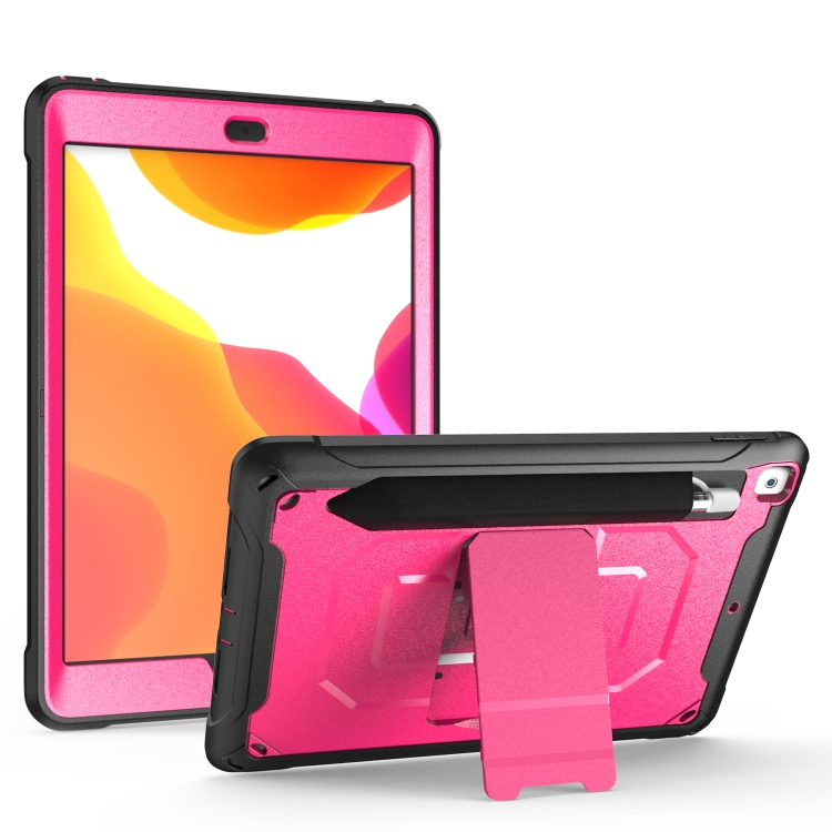 

For iPad Pro 10.5 / Air 10.5 360 Degree Rotation PC + Silicone Protective Case with Holder & Hand-strap(Rose Red)