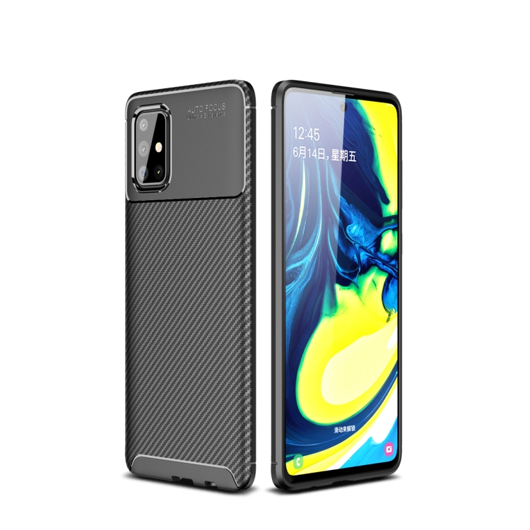 

For Galaxy A81 Carbon Fiber Texture Shockproof TPU Case(Black)
