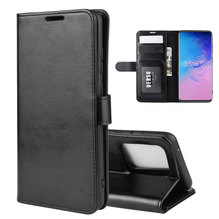 

For Galaxy S20 Ultra R64 Texture Single Horizontal Flip Protective Case with Holder & Card Slots & Wallet& Photo Frame(Black)