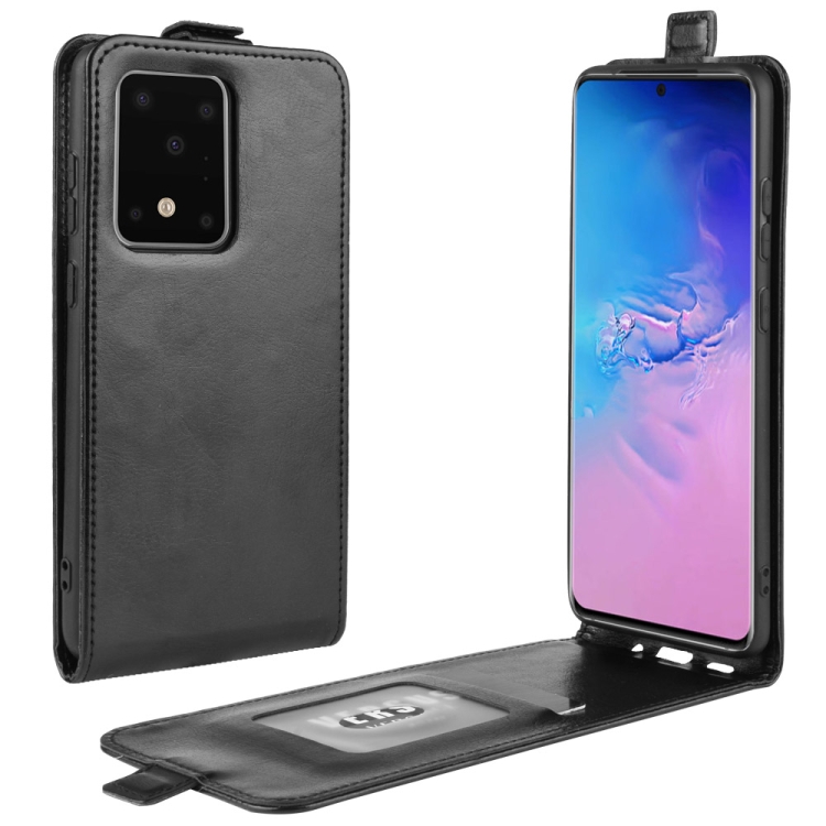 

For Galaxy S20 Ultra R64 Texture Single Vertical Flip Leather Protective Case with Card Slots & Photo Frame(Black)