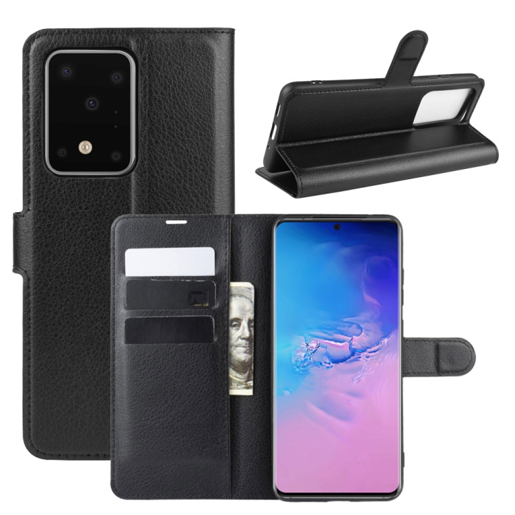 

For Galaxy S20 Ultra Litchi Texture Horizontal Flip Protective Case with Holder & Card Slots & Wallet(Black)
