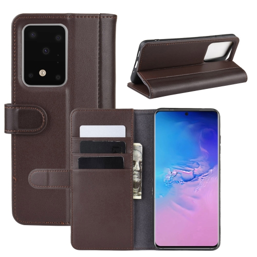 

For Galaxy S11 Plus Horizontal Flip Genuine Leather Case with Holder & Card Slots & Wallet(Brown)