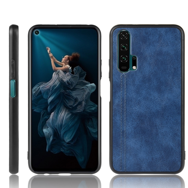 

For Huawei Honor 20 Pro Shockproof Sewing Cow Pattern Skin PC + PU + TPU Case(Blue)