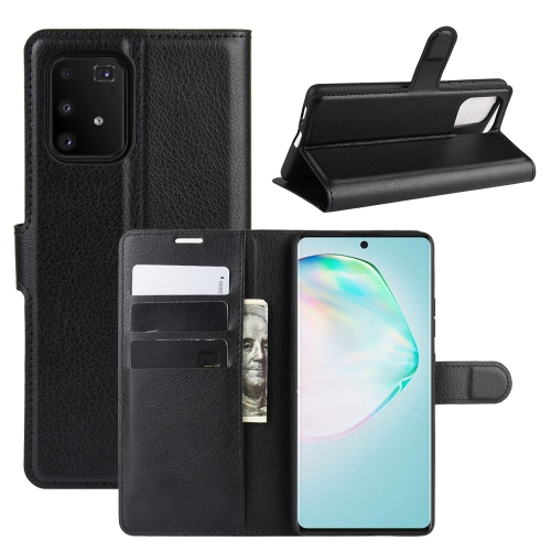 

For Galaxy A91 / M80s / S10 Lite Litchi Texture Horizontal Flip Protective Case with Holder & Card Slots & Wallet(Black)