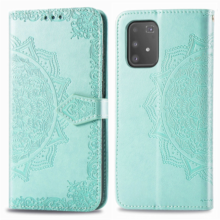 

For Galaxy A91 Halfway Mandala Embossing Pattern Horizontal Flip Leather Case , with Holder & Card Slots & Wallet & Photo Frame & Lanyard(Green)