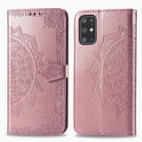 

For Galaxy S20+ Halfway Mandala Embossing Pattern Horizontal Flip Leather Case with Holder & Card Slots & Wallet & Photo Frame & Lanyard(Rose Gold)