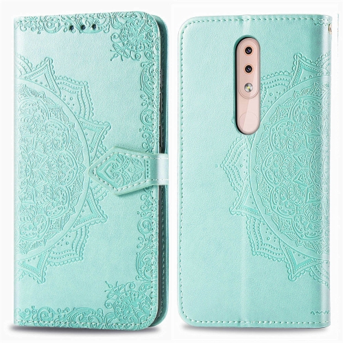 

For Nokia 4.2 Halfway Mandala Embossing Pattern Horizontal Flip Leather Case , with Holder & Card Slots & Wallet & Photo Frame & Lanyard(Green)