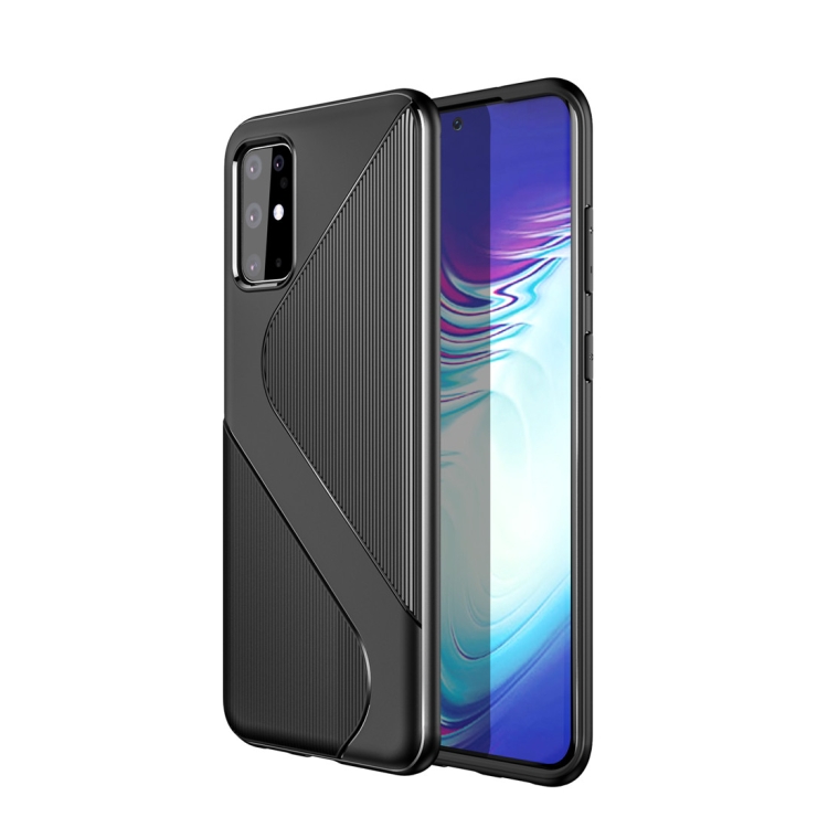 

For Galaxy S20+ S-Shaped Soft TPU Protective Cover Case(Black)