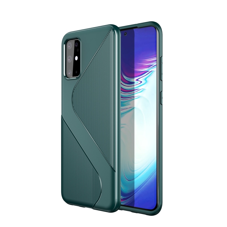 

For Galaxy S20+ S-Shaped Soft TPU Protective Cover Case(Green)