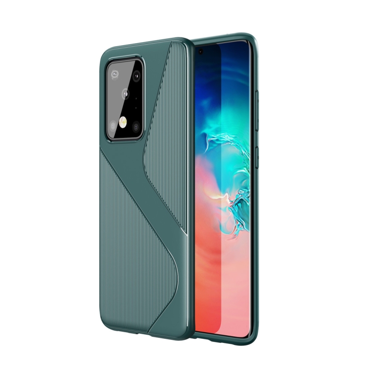 

For Galaxy S20 Ultra S-Shaped Soft TPU Protective Cover Case(Green)