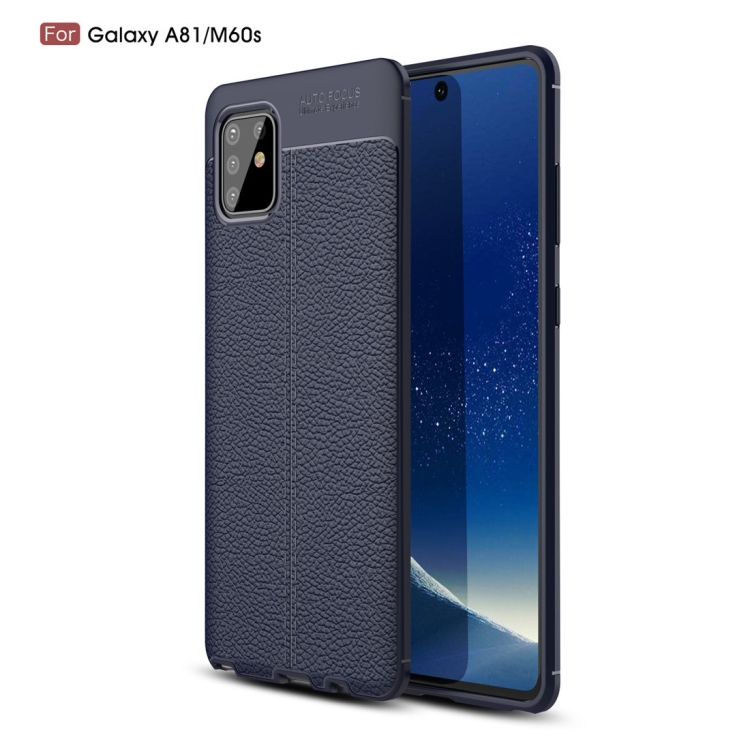 

For Galaxy A81 / M60s Litchi Texture TPU Shockproof Case(Navy Blue)