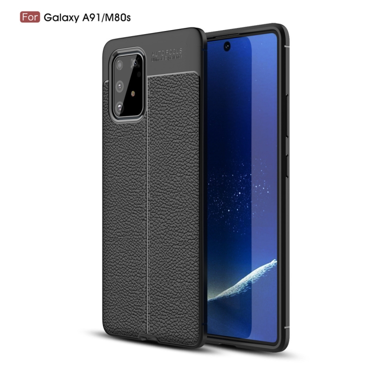 

For Galaxy A91 / M80s Litchi Texture TPU Shockproof Case(Black)