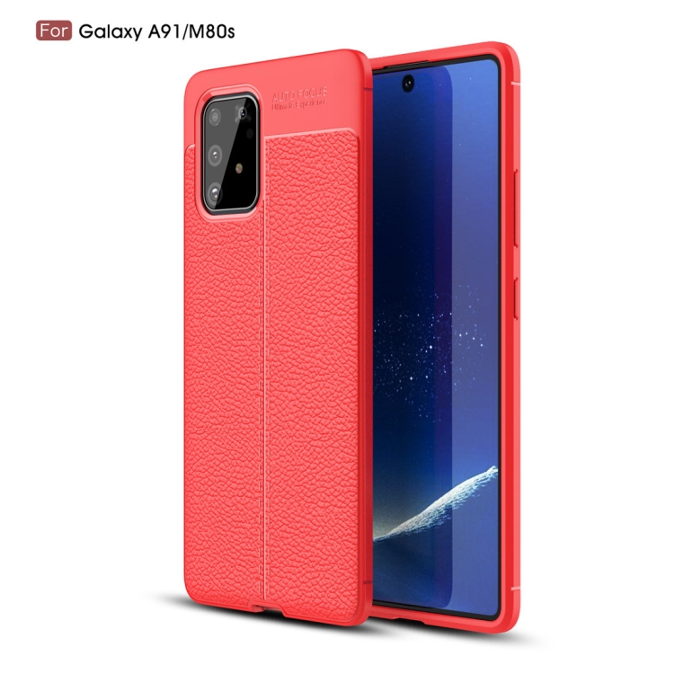

For Galaxy A91 / M80s Litchi Texture TPU Shockproof Case(Red)