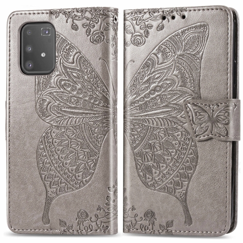 

For Galaxy S10 Lite / A91 / M80s Butterfly Love Flowers Embossing Horizontal Flip Leather Case with Holder & Card Slots & Wallet & Lanyard(Gray)