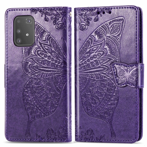 

For Galaxy S10 Lite / A91 / M80s Butterfly Love Flowers Embossing Horizontal Flip Leather Case with Holder & Card Slots & Wallet & Lanyard(Dark Purple)